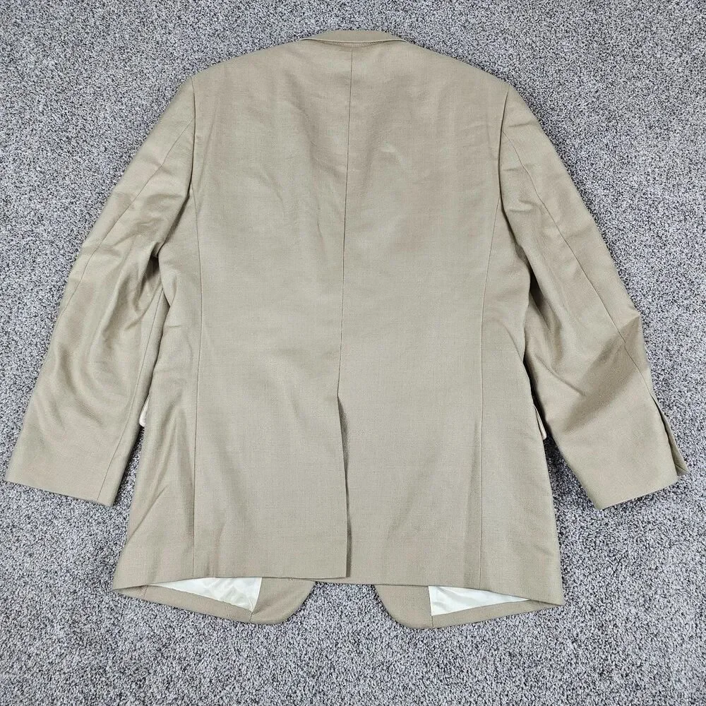 Jos A Bank Blazer Sport Coat Mens 44L Beige Wool Silk Blend Two Button Notch